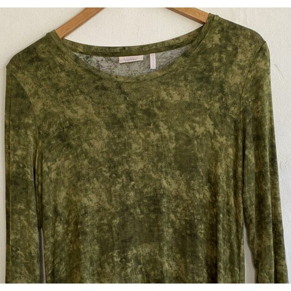 COPY - Logo Layers By Lori Goldstein Top Small Green 3/4 Sleeves Stretch Hi Low… - Picture 2 of 8
